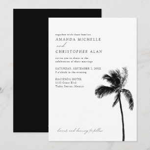 Invitation Todos Santos Mariage Noir & Blanc Formel Mexique