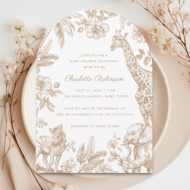 Invitation Toile Beige neutre genre Safari Baby shower Arch (Créateur téléchargé)