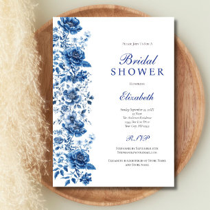 Invitation Toile Bleu Blanc Fête des mariées végétale