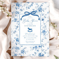 Toile Bleue Baby shower Cheval Rocse
