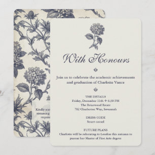 Invitation Toile Botanique Hydrangea Chardon de Mer Diplôme