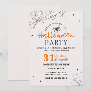Invitation Toile d'araignée Halloween Couleur Crème Fête de B