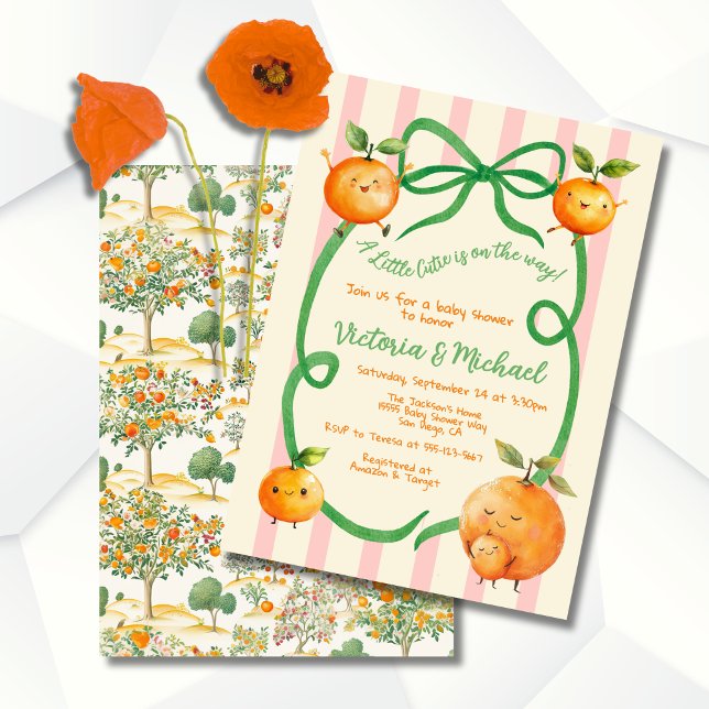 Invitation Toile de Baby shower orange Little Cutie (Créateur téléchargé)
