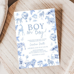 Invitation Toile De Jouy Baby shower Safari Animaux