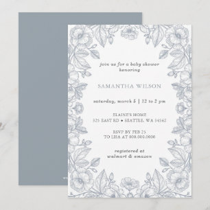 Invitation Toile De Jouy Chinoiserie Garçon Baby Shower