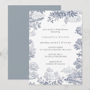 Invitation Toile De Jouy Chinoiserie Garçon Baby Shower