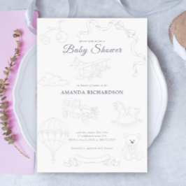 Invitation Toile de Jouy Nursery Baby Shower