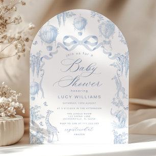 Invitation Toile de Jouy Safari Arche Cambrée Fête de Bébé Ga