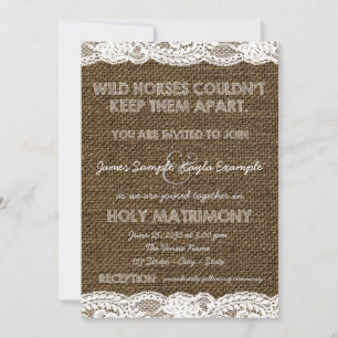 Invitation Toile de jute et mariage blanc de dentelle