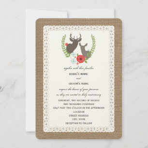Invitation Toile de jute + La dentelle a inspiré le mâle