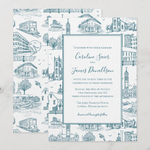 Invitation Toile de Mill City (Lowell, MA) Bleu/Blanc