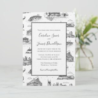 Invitation Toile de Nashville Twilight noir et blanc
