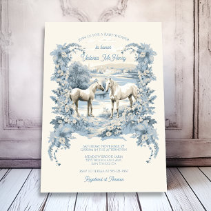 Invitation Toile Floral Baby shower des Chevaux blancs