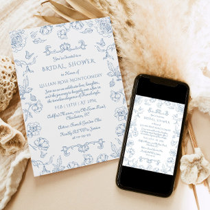 Invitation Toile Floral Jardin Whimsal Douche nuptiale