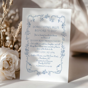 Invitation Toile Floral Quelque chose de bleu avant de faire 