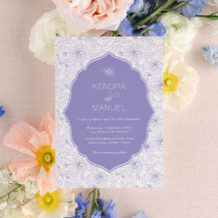 Invitation Toile Florale Fancy Lilac Violet Mariage