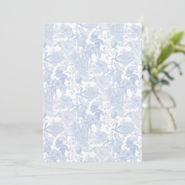 Invitation Toile florale victorienne à Wedgewood Blue sur bla (Debout devant)