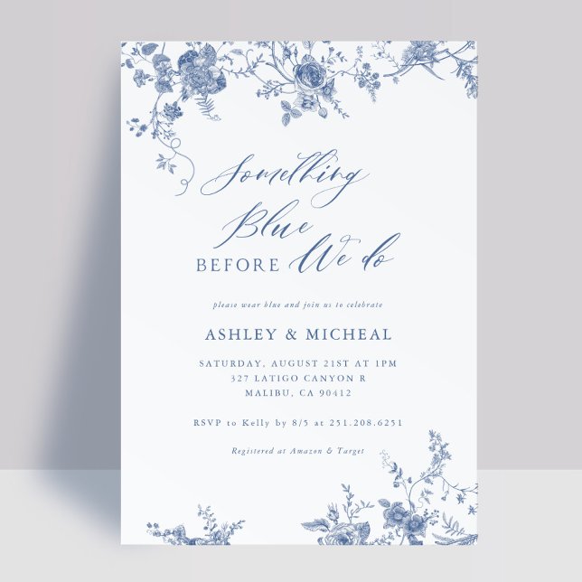 Invitation Toile quelque chose de bleu avant de faire Wedding (Créateur téléchargé)