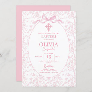Invitation Toile rose Baptême
