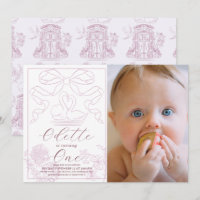 Toile rose cygne de Jouy Girl Photo 1er anniversai