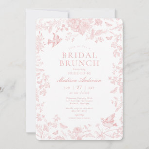 Invitation Toile Rose De Jouy Brunch Français Floral