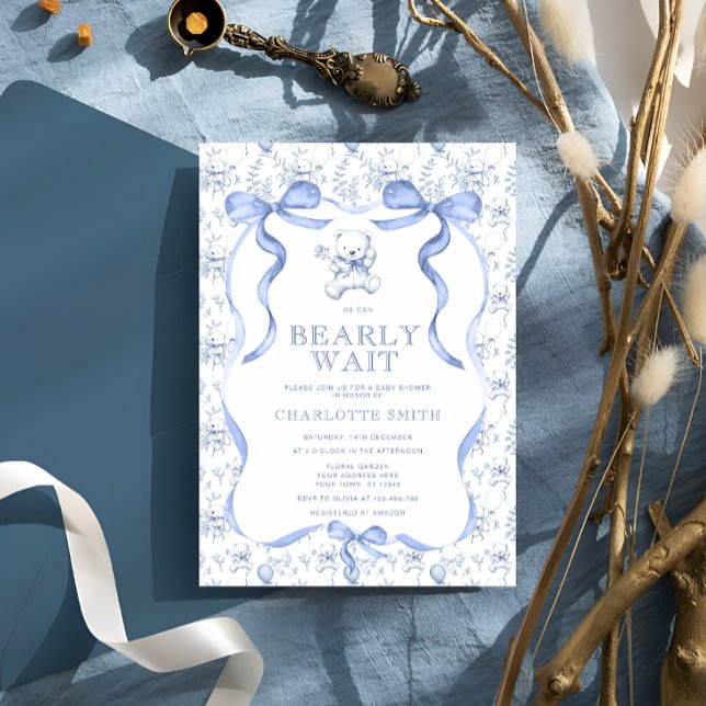 Invitation Toile Teddy Bear Baby shower (Créateur téléchargé)