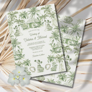 Invitation Toile Tropical Hawaiian Island Mariage