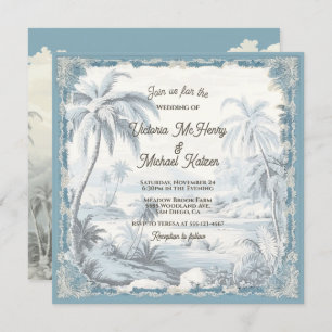 Invitation Toile Tropical Palm Trees Island Mariage
