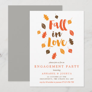 Invitation Tombe dans l'amour Automne Quitte la fête d'engage