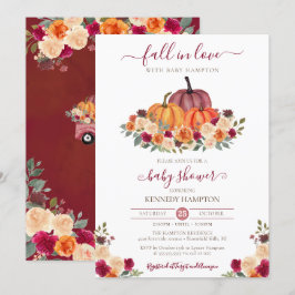 Invitation Tombe en amour Automne Floral Citrouille Baby show