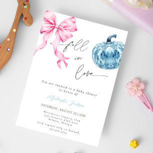 Invitation Tombe en amour bleu Citrouille arc rose Baby showe