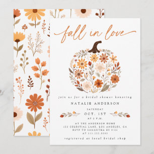 Invitation Tombe en amour Citrouille de fleurs Fête des marié