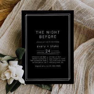 Invitation TOMBÉ Noir La Nuit Avant Le Dîner De Répétition