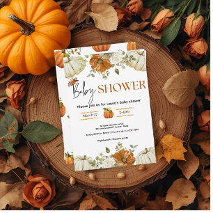 Invitation tomber amoureux citrouille baby shower floral Invi