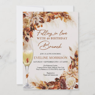 Invitation Tomber amoureux de 40 ans Brunch et Bubbly