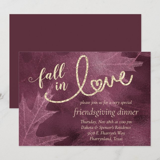 Invitation Tomber amoureux de l'automne | Mulberry Friendgivi (Devant / Derrière)