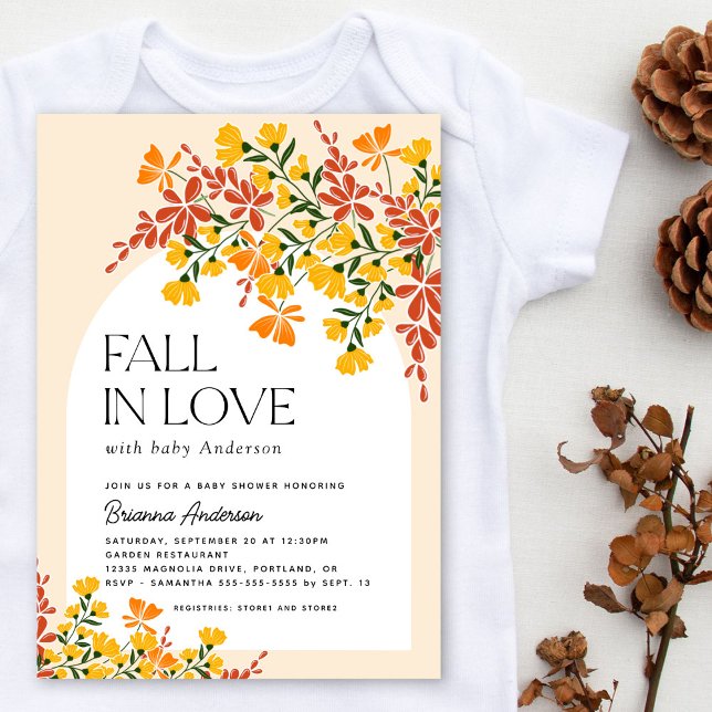 Invitation Tomber dans l'amour Automne Baby shower Floral (Créateur téléchargé)