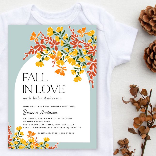 Invitation Tomber dans l'amour Automne Baby shower Floral (Créateur téléchargé)