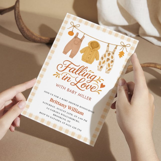 Invitation Tomber dans l'amour Automne Baby shower Vêtements  (Créateur téléchargé)