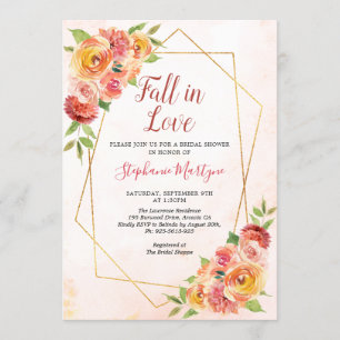 Invitation Tomber dans l'amour Automne Floral Fête des mariée