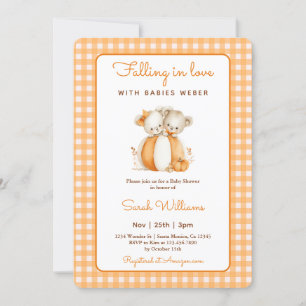 Invitation Tomber dans l'amour Baby shower Citrouille Twins