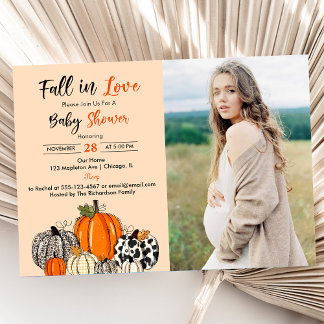 Invitation Tomber dans l'amour Baby shower de citrouille phot