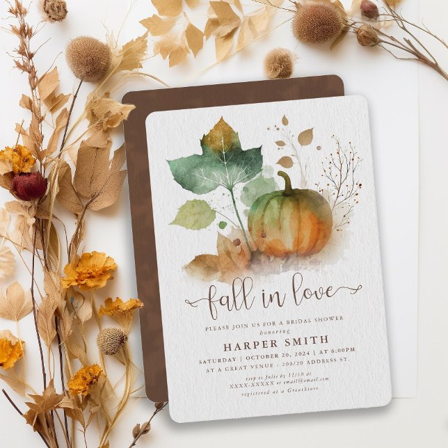 Invitation Tomber dans l'amour Fête des mariées Citrouille ru (Fall in love with our rustic fall celebration collection. )