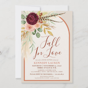 Invitation Tomber Dans L'Amour Pampas Floral Rust Arch Fête d
