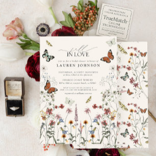Invitation Tomber dans l'amour papillons Fête des mariées Boh