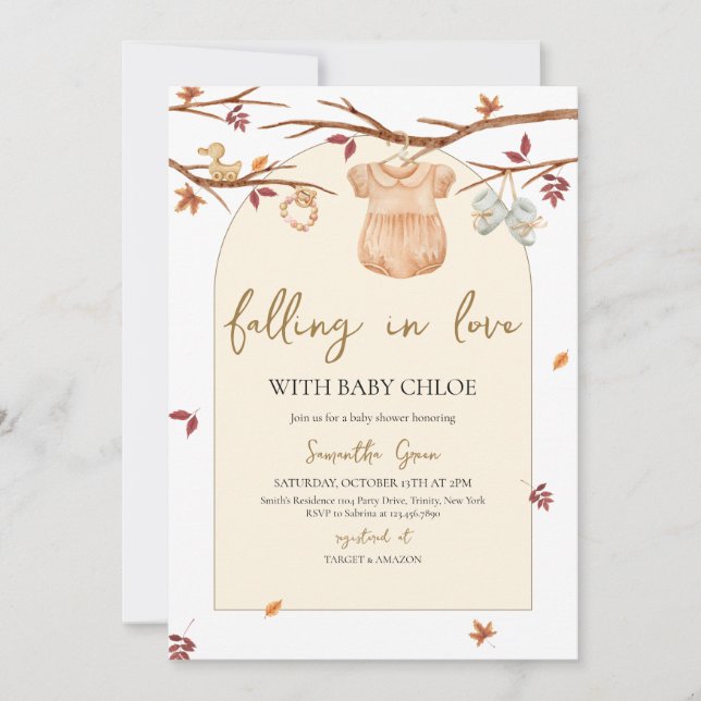 Invitation Tomber dans l'amour Petit Baby shower Citrouille (Devant)