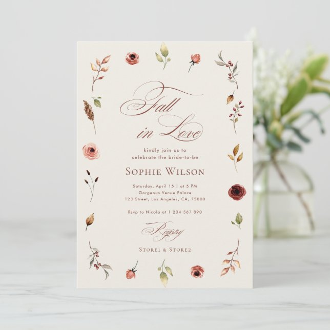 Invitation Tomber dans l'amour Rustique Boho Fête des mariées (Debout devant)