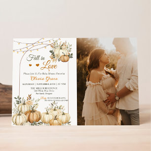 Invitation Tomber Dans L'Amour Rustique Citrouille Baby showe