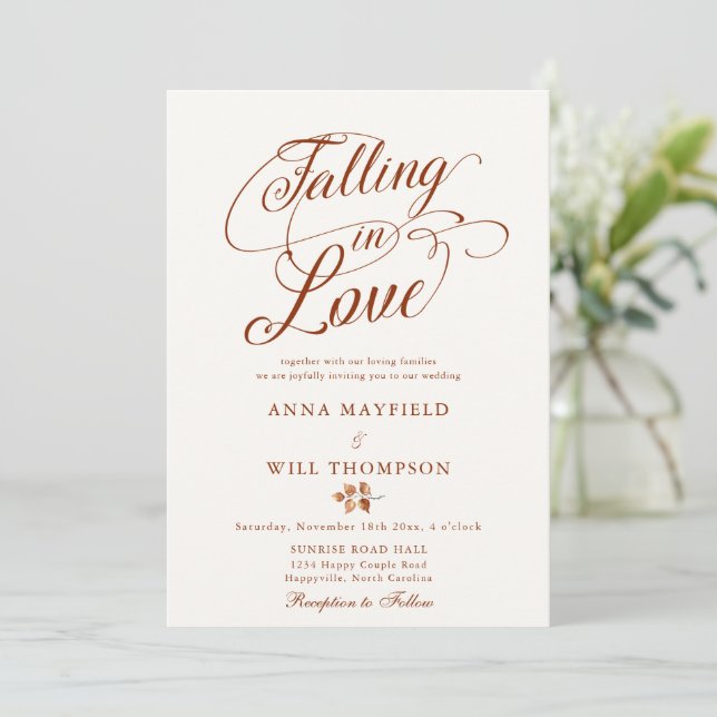 Invitation Tomber dans l'amour Swash Romantic Calligraphy Mar (Debout devant)