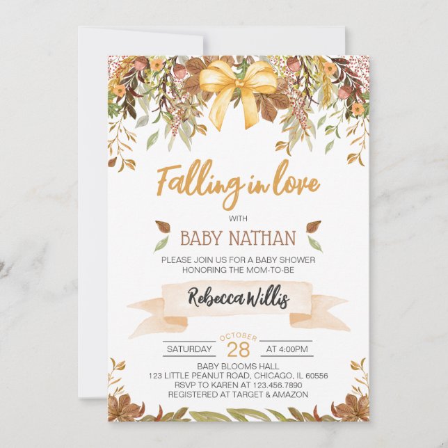 Invitation Tomber dans le Baby shower de l'amour (Devant)